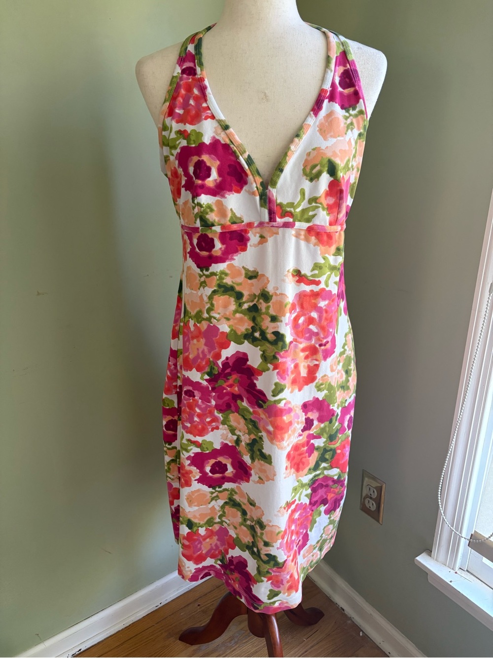 Tommy Bahama White Floral Sundress with Pink, Orange, and Green